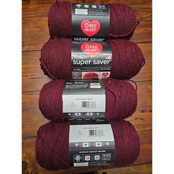 Red Heart Other - Red Heart Super Saver Yarn Claret Bordeaux Burgundy 4 Acrylic Knitting Crochet